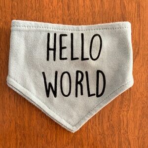 🍓3/$10 Light Blue Baby Bib with 'Hello World' Print